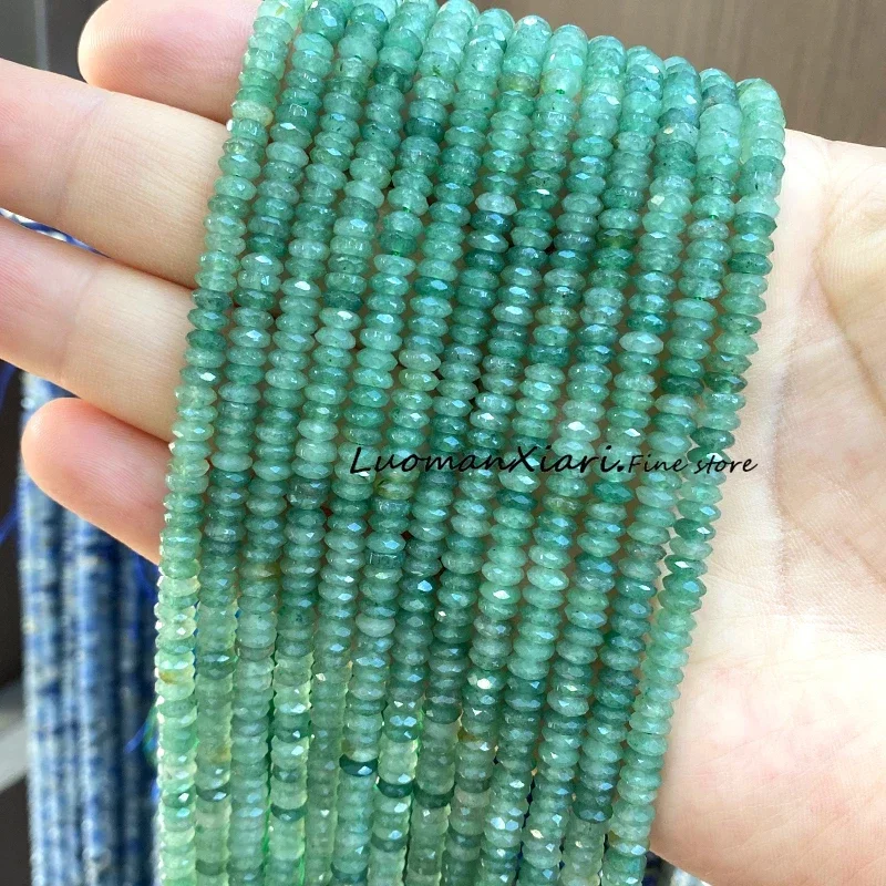 2x5mm Faceted Abacus Green Southern Jade Natural Stone Loose Rondelle Spacer Beads for Jewelry Making DIY Bracelets Accessories