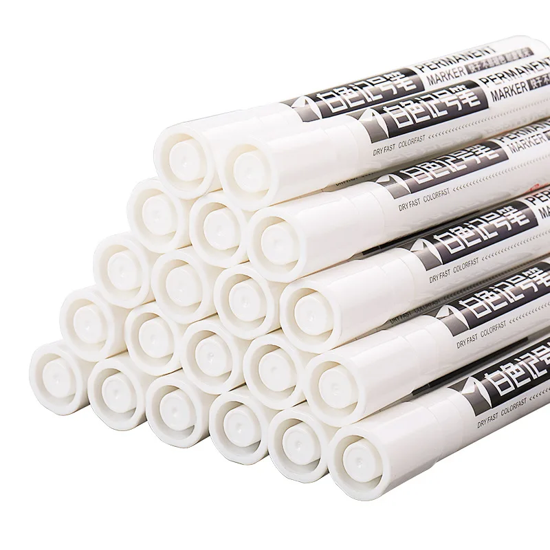 

20pcs White Marker Colorfast Waterproof Thick Head Industrial Quick Drying Wholesale Large Size Tyre Fine Arts Painting Oil Pen