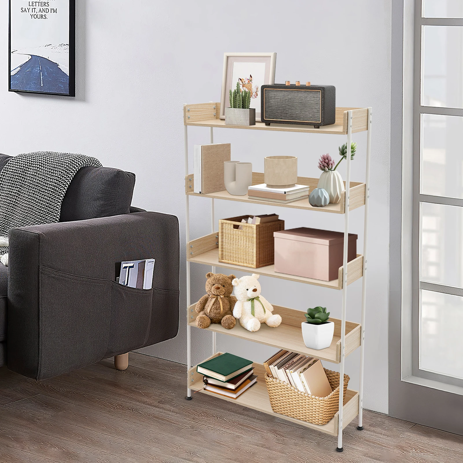 5-Tier Book Shelf with Oak Pan - Office Furniture For Sale 评论和价格