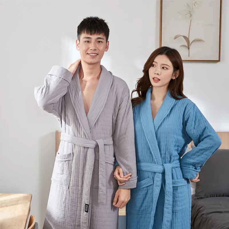 Autumn Adult Bathrobe Sashes Cotton Long Thick Absorbent Terry Bath Robe Towel Bathrobe Plus Sleepwear Women Dressing Gown