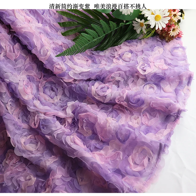 Women Vintage Purple Tulle Skirt Rose Floral Fairy Retro Mid-Length Skirt 2023 Summer New In