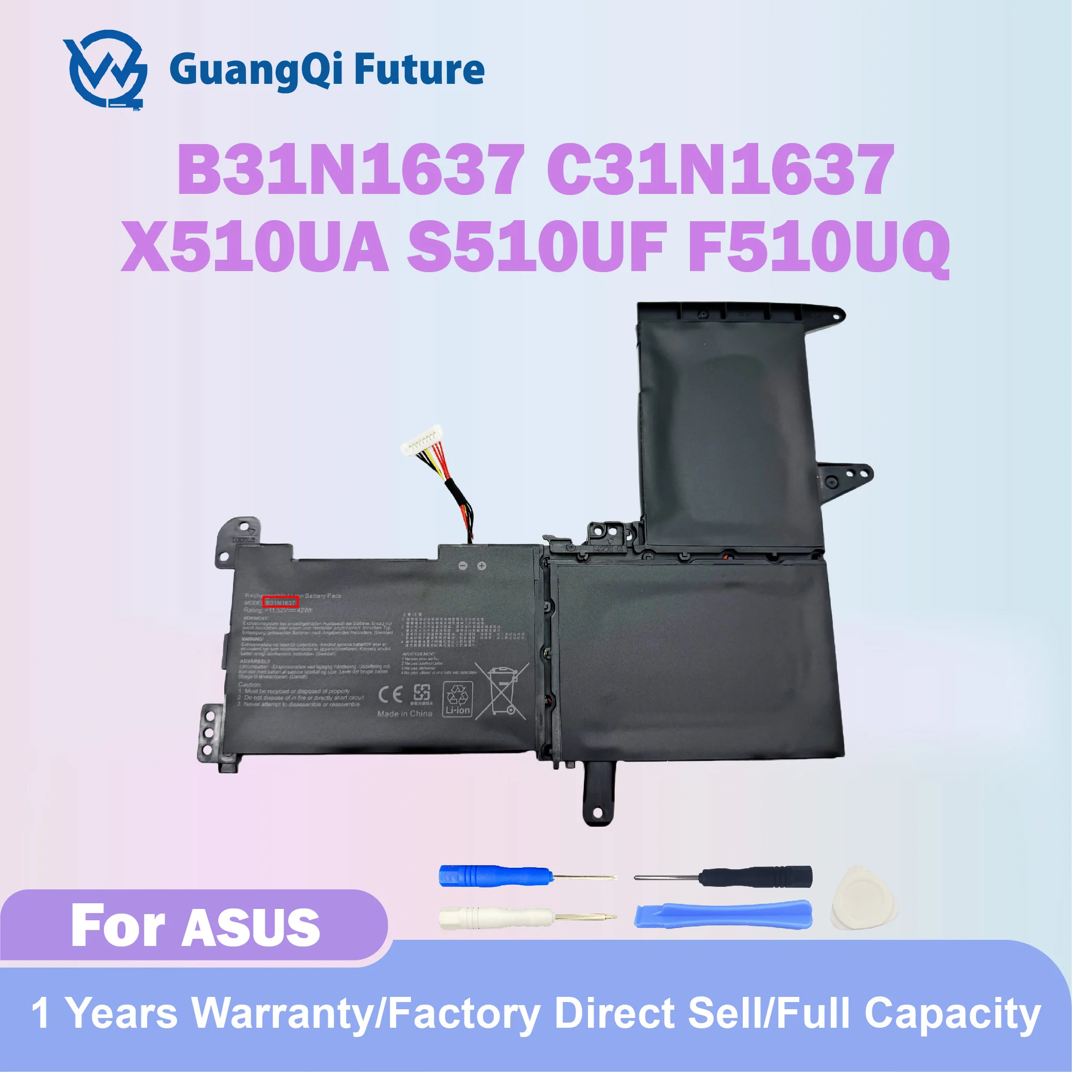 B31N1637 C31N1637 11.52V 42Wh Battery For ASUS X510 X510UA X510UF X510UQ VivoBook S15 S510UA S510UQ S510UN S510UR F510UA F510UQ