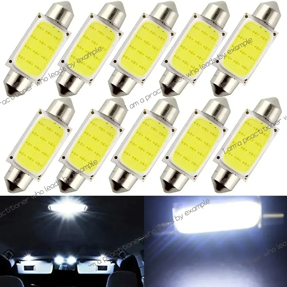 10Pcs Car Festoon Dome Interior LED Lights Lamp Map Roof Reading Auto Bulb DC12V 31/36/39/41MM White