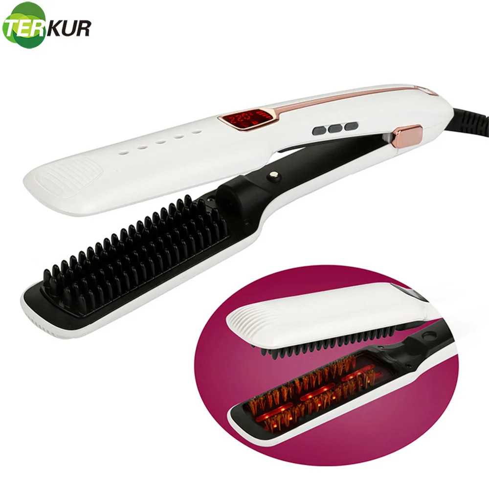 

Negative Ion Steam Fast Hair Straightener Automatic Electric Brush Anti-scalding Hot Air Comb Wet and Dry 360 Rotatable Styling