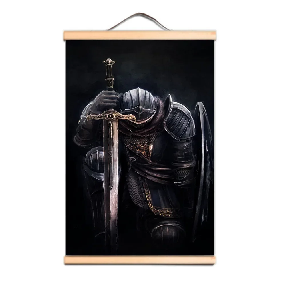 

Upgrade Your Room Wall Decor with Templar Knight Art Poster Wall Charts - Vintage Armor Warrior Artwork Wooden Scroll Painting