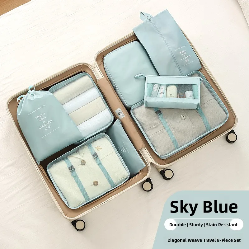 Travel Clothing Organizer Bag Set of 7 Nylon Drawstring Storage Bags for Luggage Item Classification Easy to Carry Durable