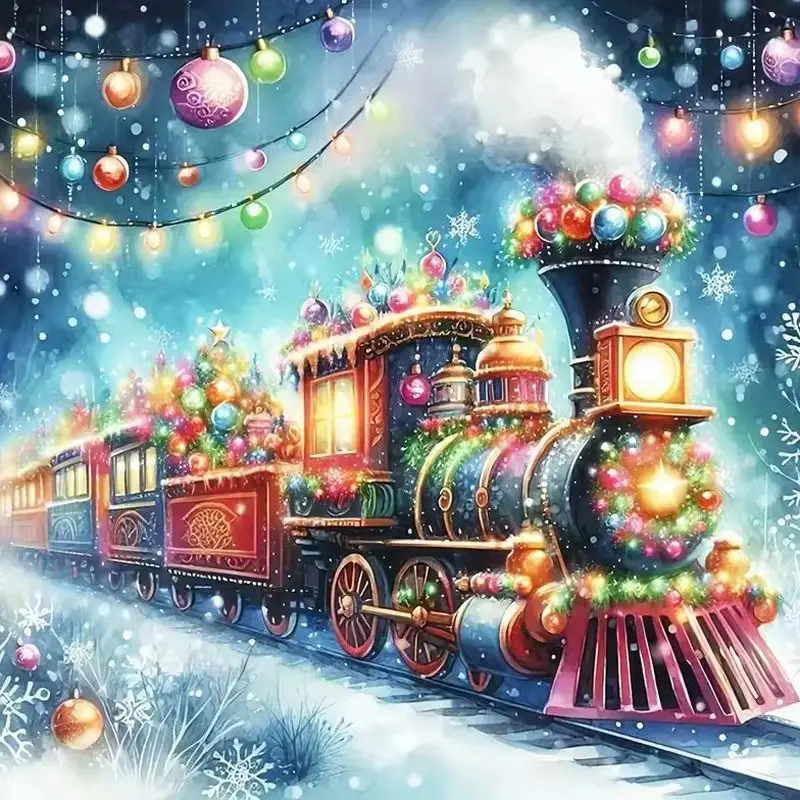

CHENISTORY 5D DIY Diamond Painting Christmas Cartoon Craft Kit Diamond Embroidery train Rhinestone Art Home Decor Gift