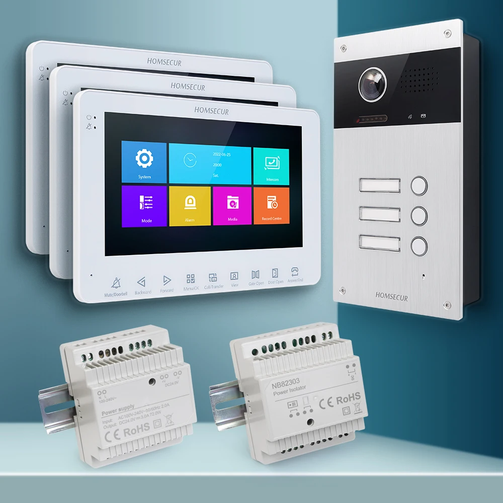 HOMSECUR 2 Core Video Doorbell Intercom Door Unlock Recording&Photo 3 Families