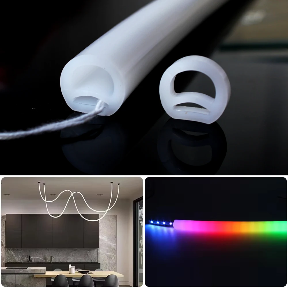 0.5m-5m Round Neon Sign Silica Gel Covering Tube Flexible Soft Lamp Rope For 10mm WS2811 WS2812B LED Strip Light IP67 Waterproof