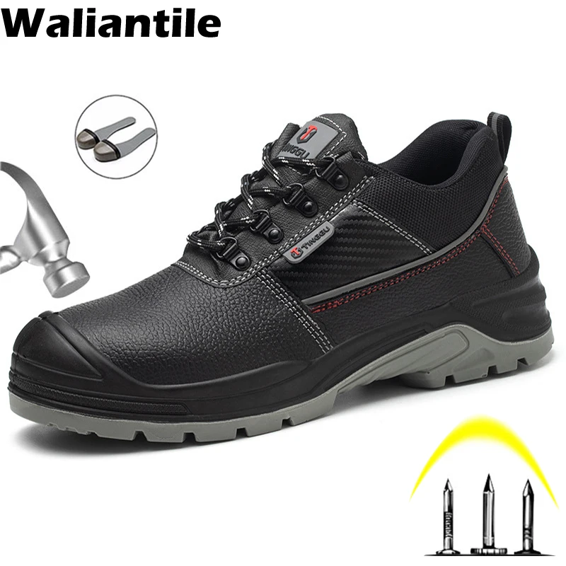 

Waliantile Welding Safety Shoes Men Male Puncture Proof Anti-smashing Construction Work Boots Steel Toe Indestructible Footwear