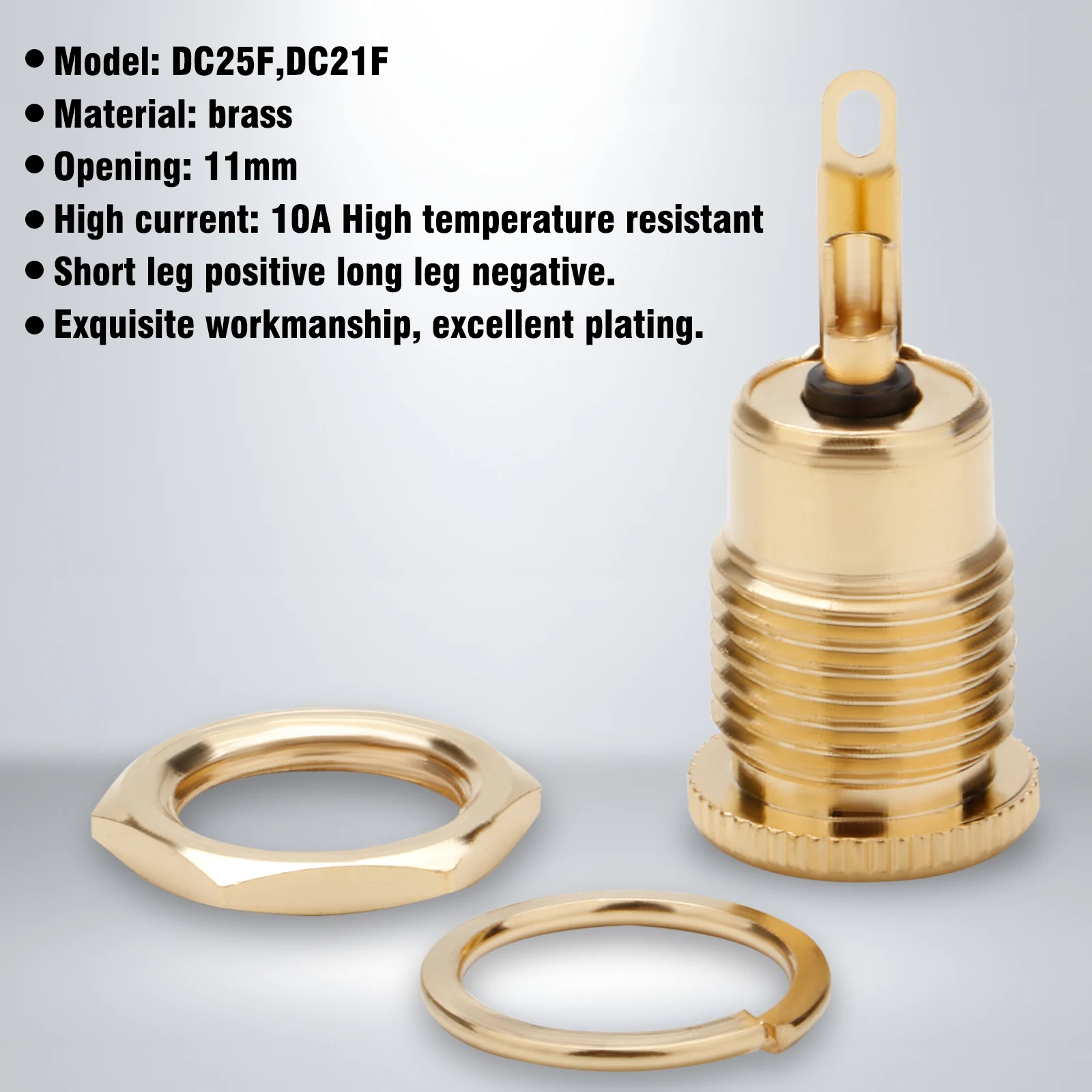 Hifi Audio DC Buchse DC21 DC25 Buchse Buchse Buchse Montage Metall 30V 10a DC Stroma schluss 5.5*2,1mm 5.5*2,5mm – Detail 1