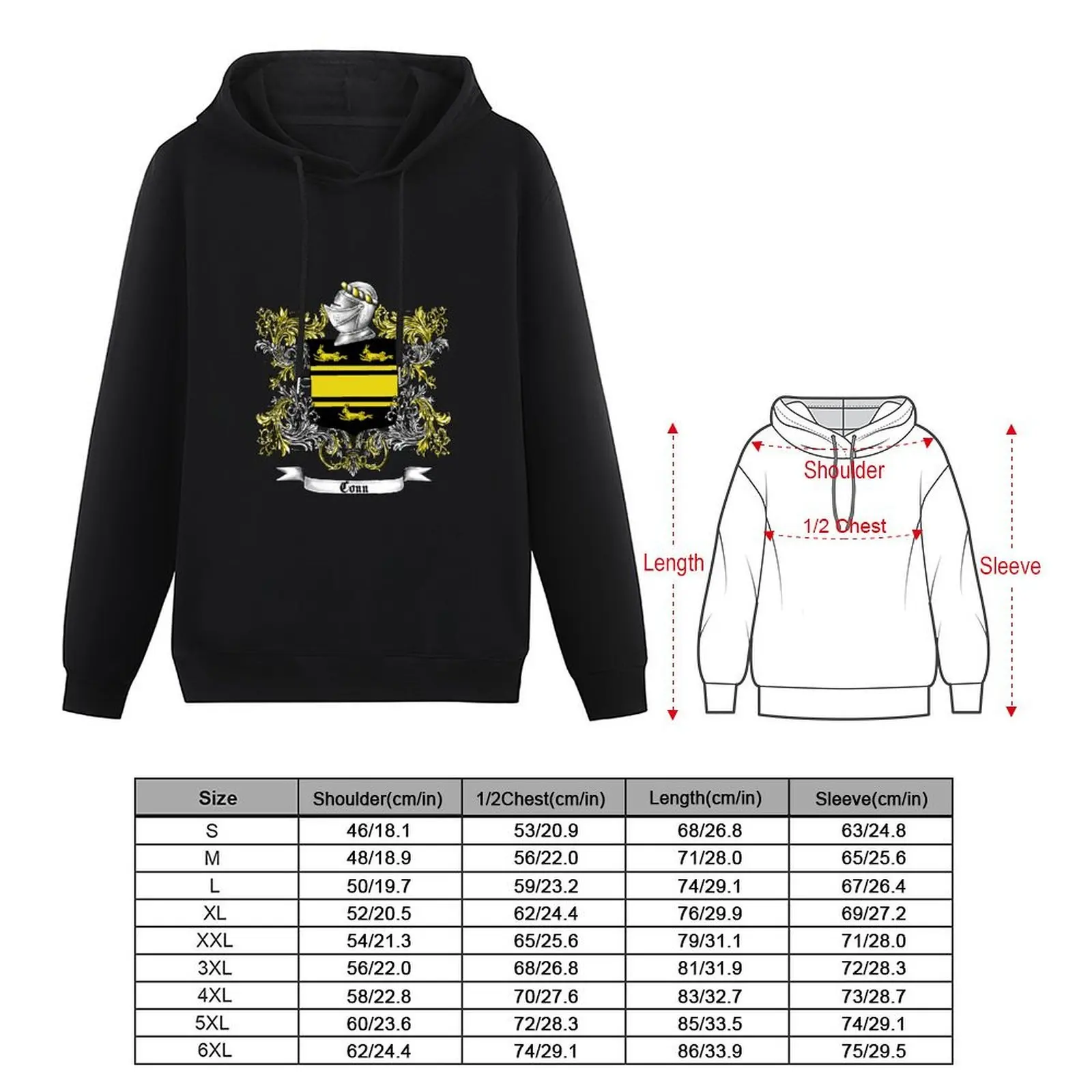 سترة بقلنسوة من Conn Family Crest على الطراز الياباني ملابس رجالية للرجال ملابس أنيمي بقلنسوة كبيرة الحجم