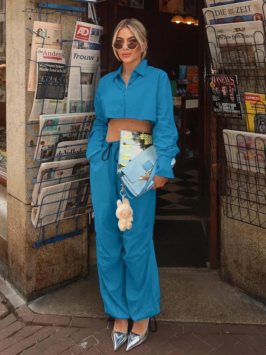 

Marthaqiqi повседневные женские ночные рубашки, костюм с отложным воротником, пижама с длинными рукавами, сексуальный укороченный топ, ночная рубашка, брюки, комплект ночной рубашки