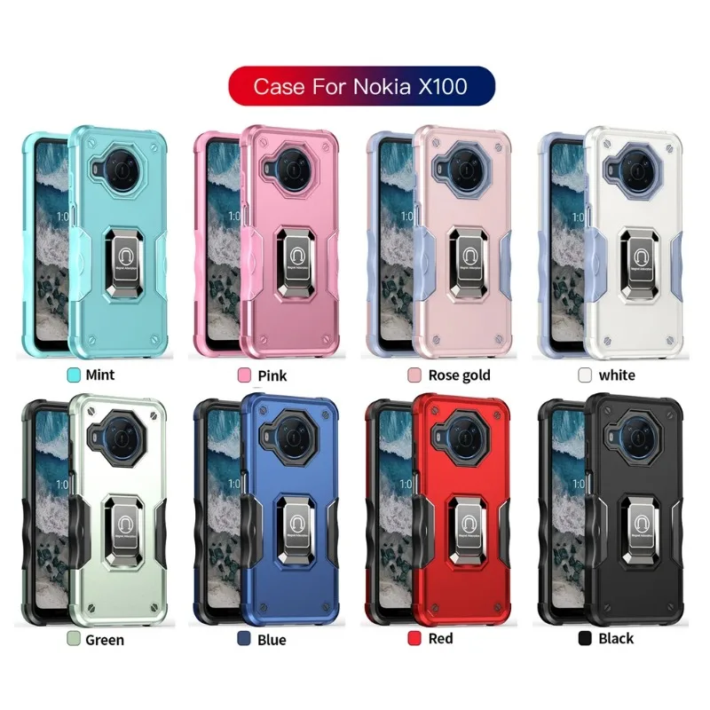 Military Flag Ring Phone Case Suitable for Nokia X100 G400 5G Silicone Shock Protection Case Metal Ring Holder Phone Back Cover