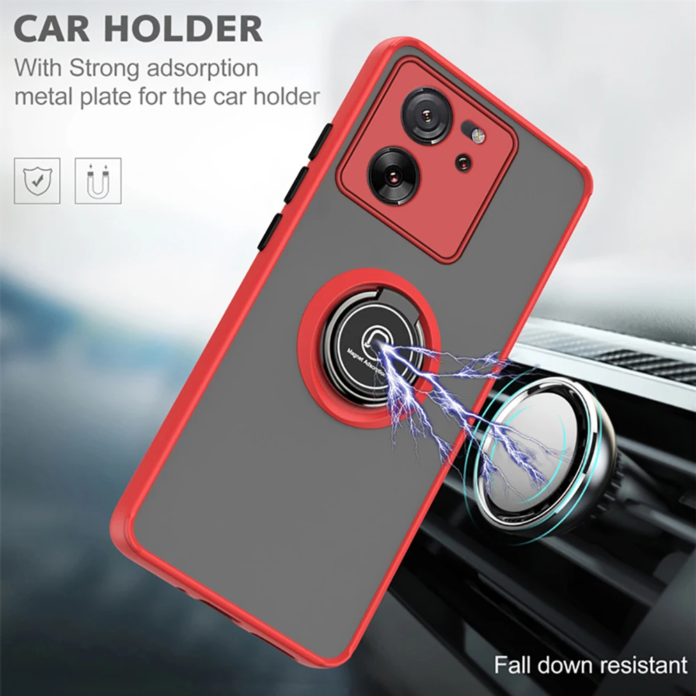 Armor Matte Case For Xiaomi Redmi 13C Cover For Redmi 12 5G 12C 10C 10 5G 10A Ring Magnetic Holder Stand Coque Funda