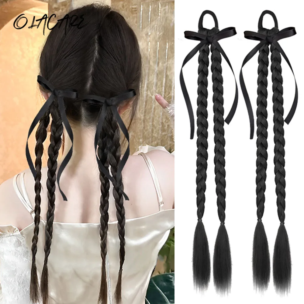 

Синтетический парик, двойная коса, веревка на голову, лента, женский сладкий натуральный студенческий стиль, галстук-бабочка, двойной хвост, парик, веревка на голову