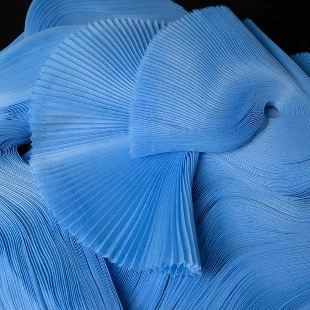Small Wrinkle Pleated Organza Fabric 1 Yard 142cm Wide Dress Designer Fabric Handmade DIY Stiff Material Stage Decoration