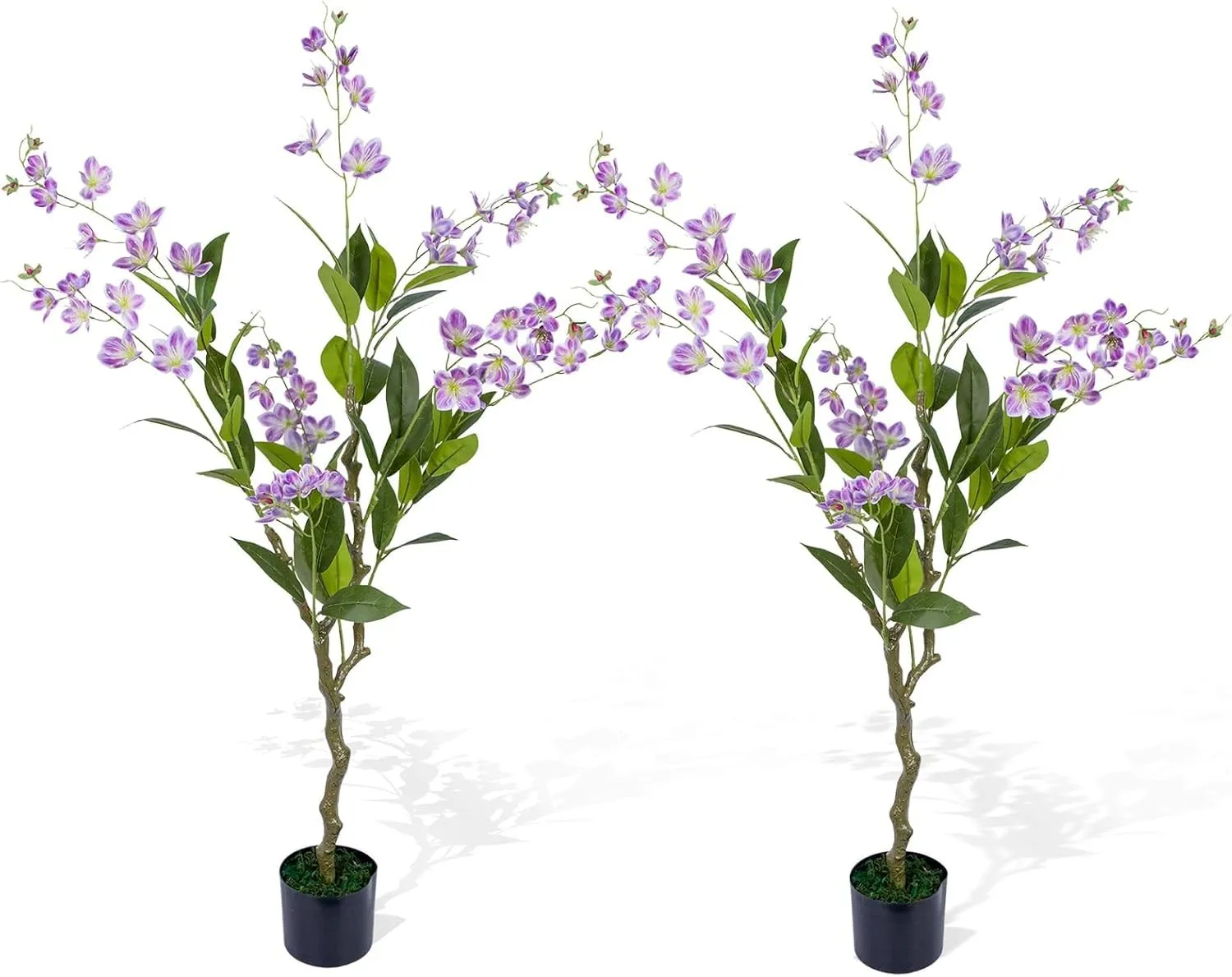 

2 PCS Artificial Trees 4.6ft Fake Jasmine Flowering Plants Decor for Home Office
