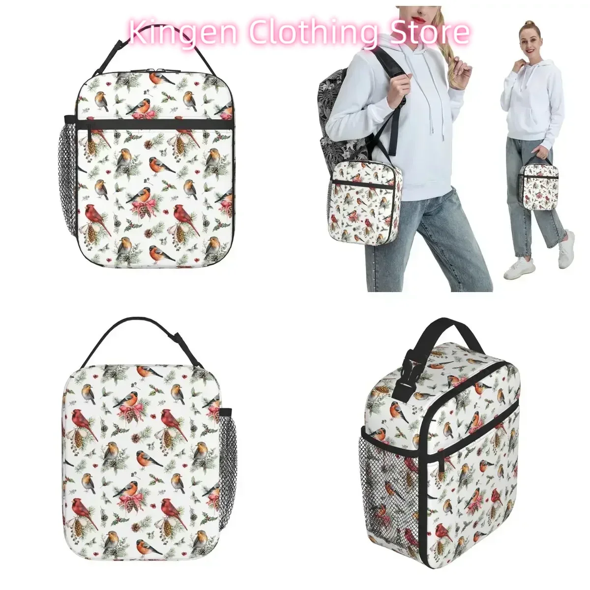 Cardinalis Bird Merch Insulated Lunch Bags for Men Women School Storage Food Box Thermal Cooler Lunch Box