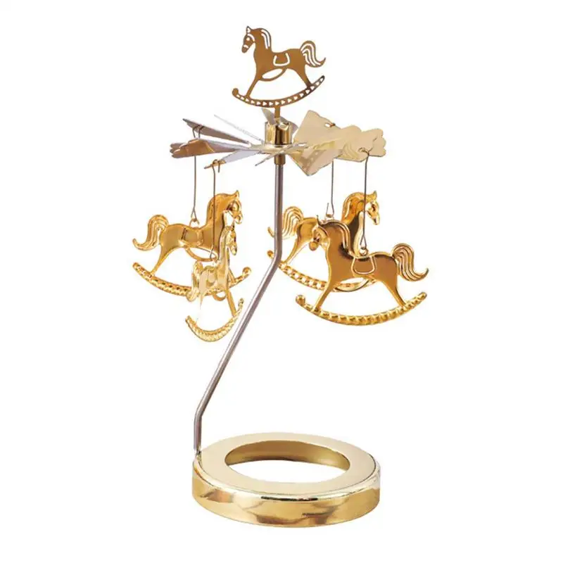 Rotating Candle Holder Thermal Spinning Candlestick Holder Round Revolving Lantern Dream Decoration Candle Tea Light Holder