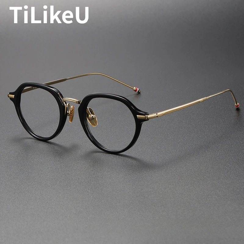 

2024 Vintage Titanium Acetate Glasses Frames Men Women Retro Round Reading Prescription Eyeglasses Optical Spectacle USA Styles