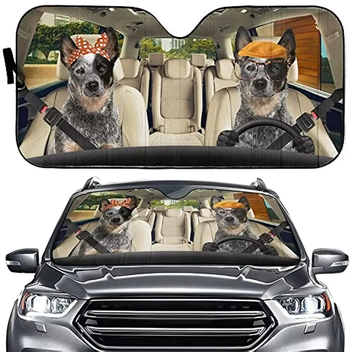 Australian Cattle Dog Driver Car Windshield Sun Shade Universal Fit Auto Sunshade,UV Sun and Heat Reflector,Foldable Truck Sun V