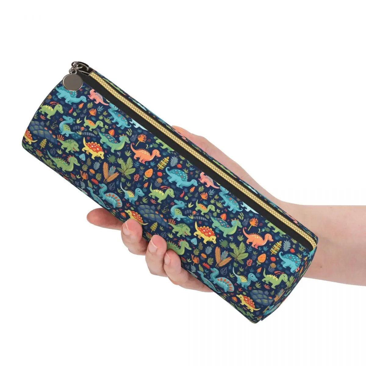 Cartoon Cute Dinosaur Pattern Pencil Case Pen Holder Cylinder Pen Box Pencil Bag for Studen School