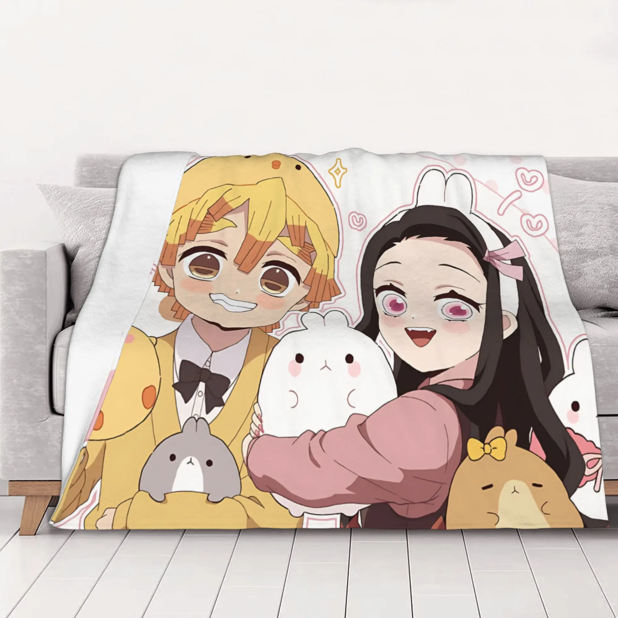 1PC home Autumn Room Decor Christmas Demon Slayer Blanket Throw Blanket  Novelty Warm Blanket All Season