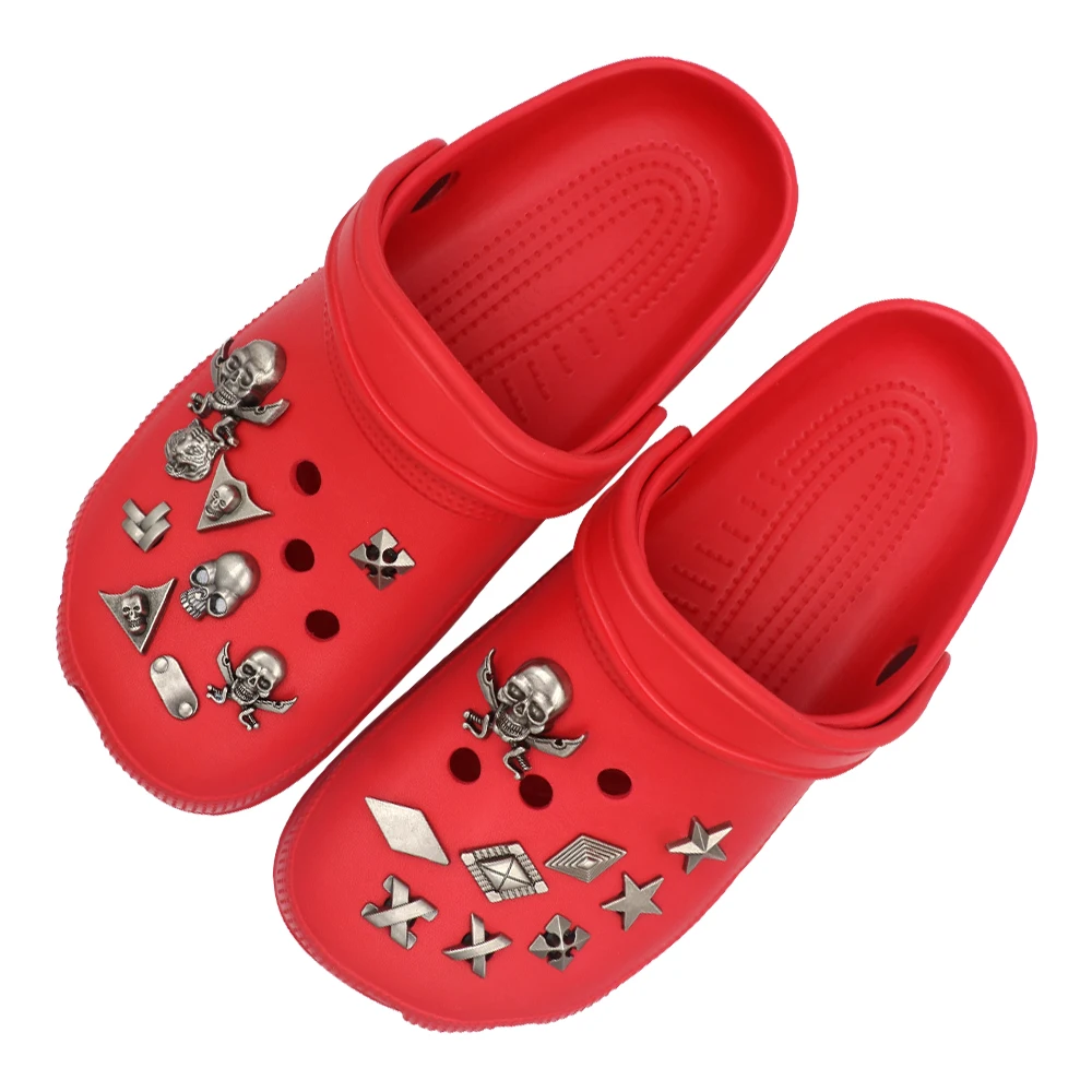 Shoe ジビッツ  Decorations Charm Pentagram Punk Style Rhombus Metal Detachable Hole Sandals Accessories Adult Kids Gift 1 Set 15 Pcs