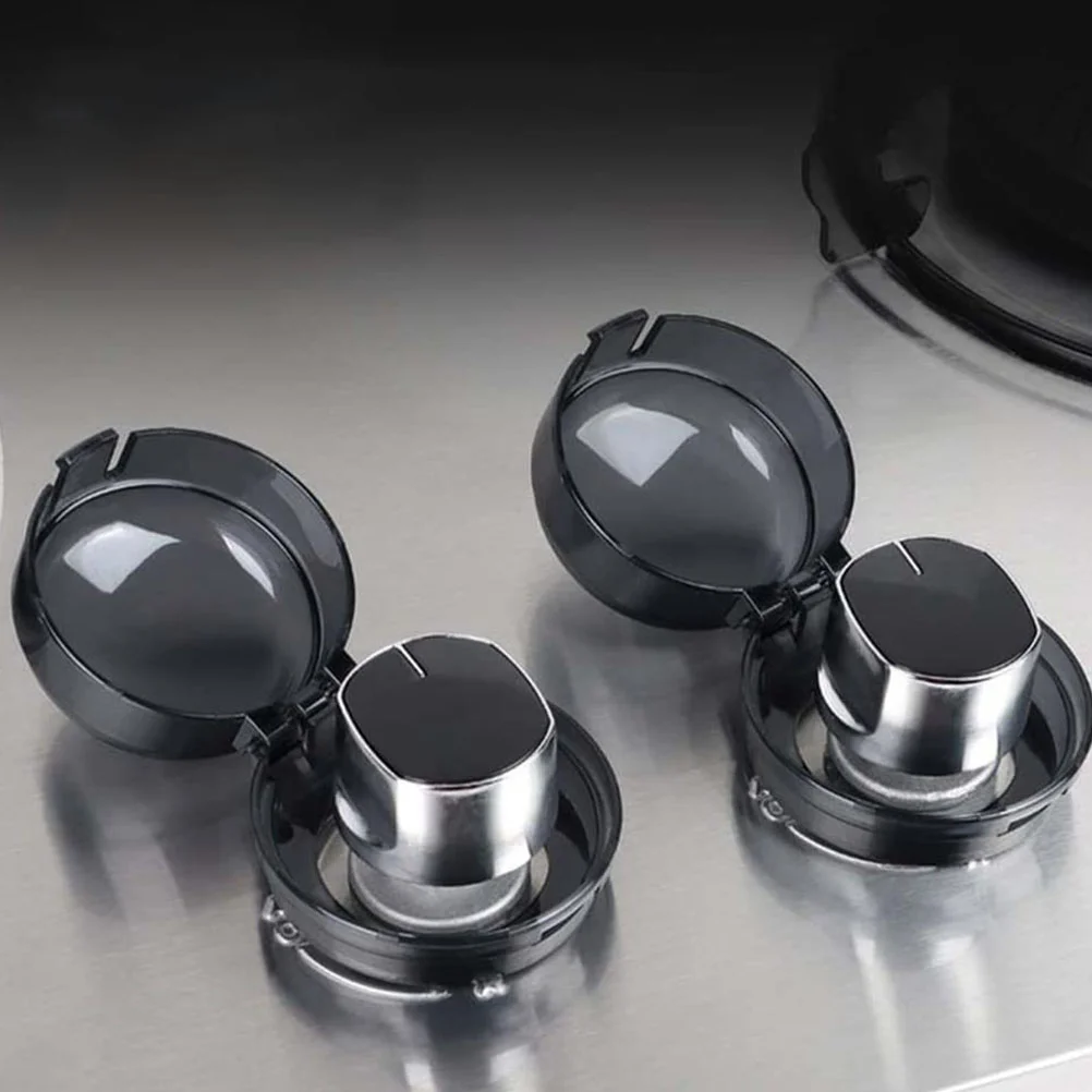 5 Pcs Transparent Gas Stove Knob Covers Safety Childproof Locks for Oven Burner Easy Installation Oil Proof Clean