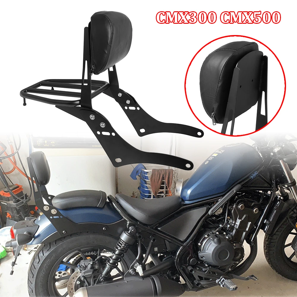 

Motorcycle Detachable Rear Passenger Sissy Bar Backrest With Luggage Rack For Honda Rebel 300 500 CMX300 CMX500 2017-2023