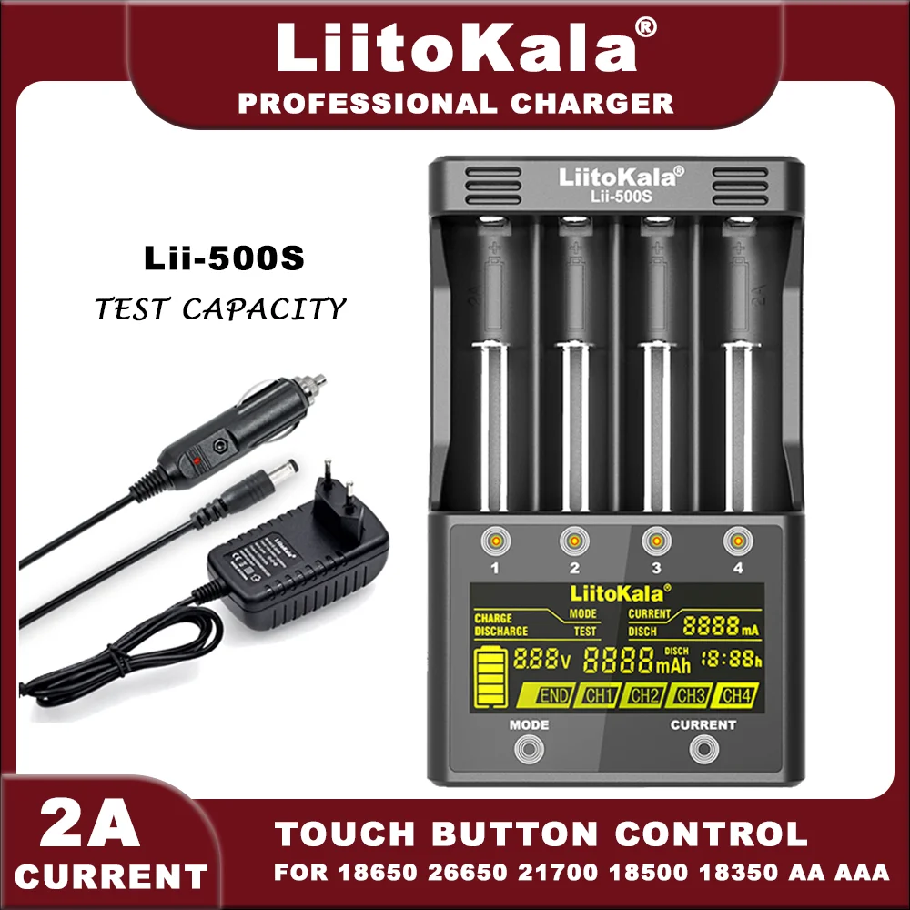 Liitokala Lii-500S LCD 3.7V 18650 18350 18500 21700 26700 20700 14500 26650 1.2V AA AAA NiMH Lithium-Battery Charger