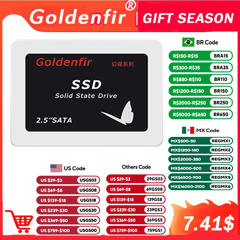 Goldenfir-SSD 64, 128, 256, 360, 512GB, 1 테라바이트 SATA3 솔리드 스테이트 드라이브, SATA 하드 디스크 HDD