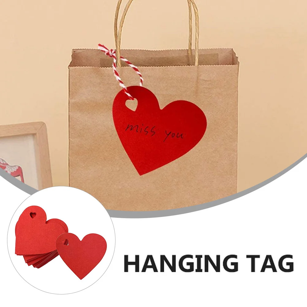 200 قطعة من علامات هدايا القلب الأحمر لعيد الحب على شكل قلب ملصقات ورقية معلقة علامات حرفية ديكور تغليف رومانسي #2