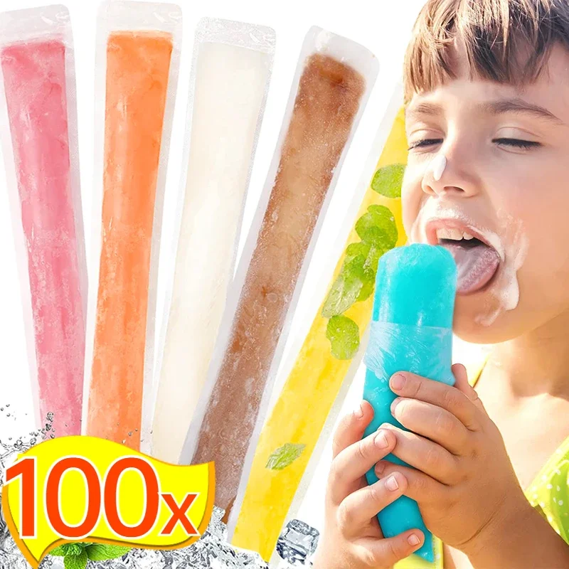 Wholesale Disposable Ice Popsicle Bags DIY Ice Cream Pops Fruit Juice Smoothies Yogurt Mold Bag with Zipper Seal Packaging Bags