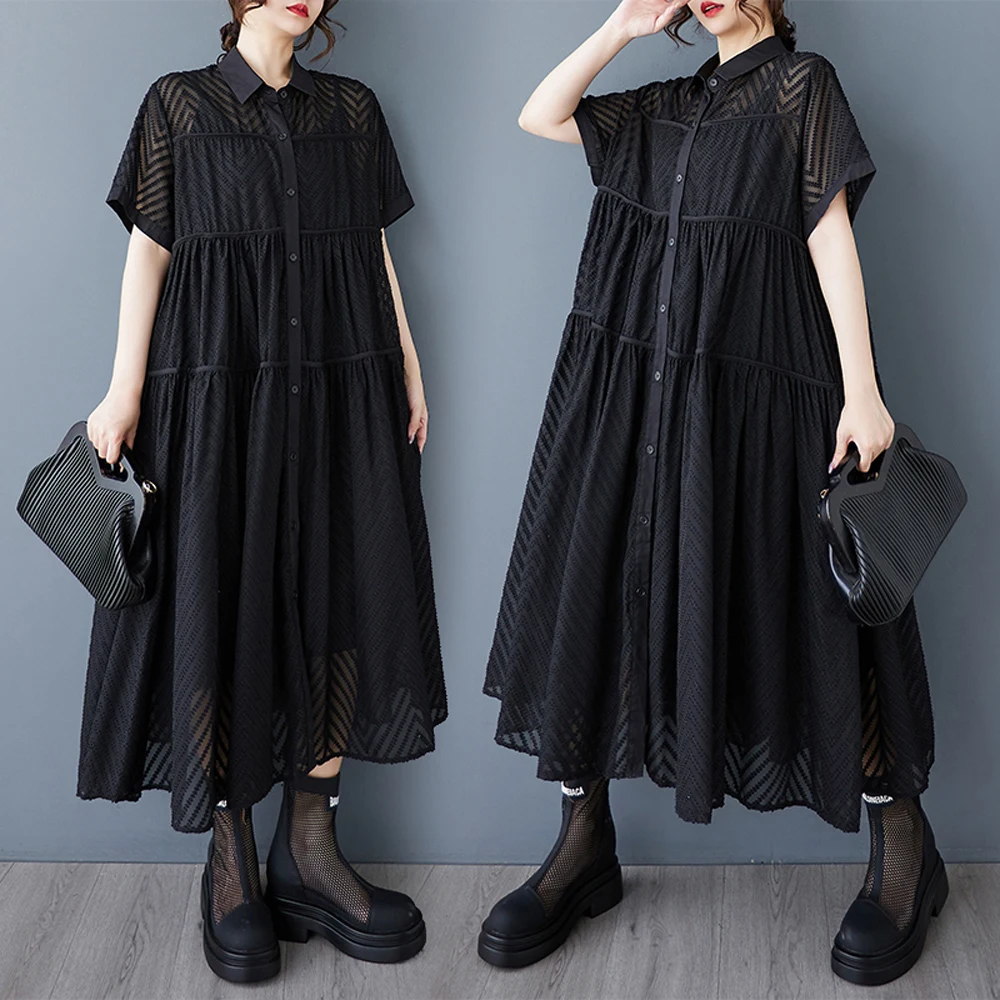NYFS plus Size Abito estivo da donna Sling Set due pezzi Camicia Abito Abito Abito Allentato Personalità della moda 2025