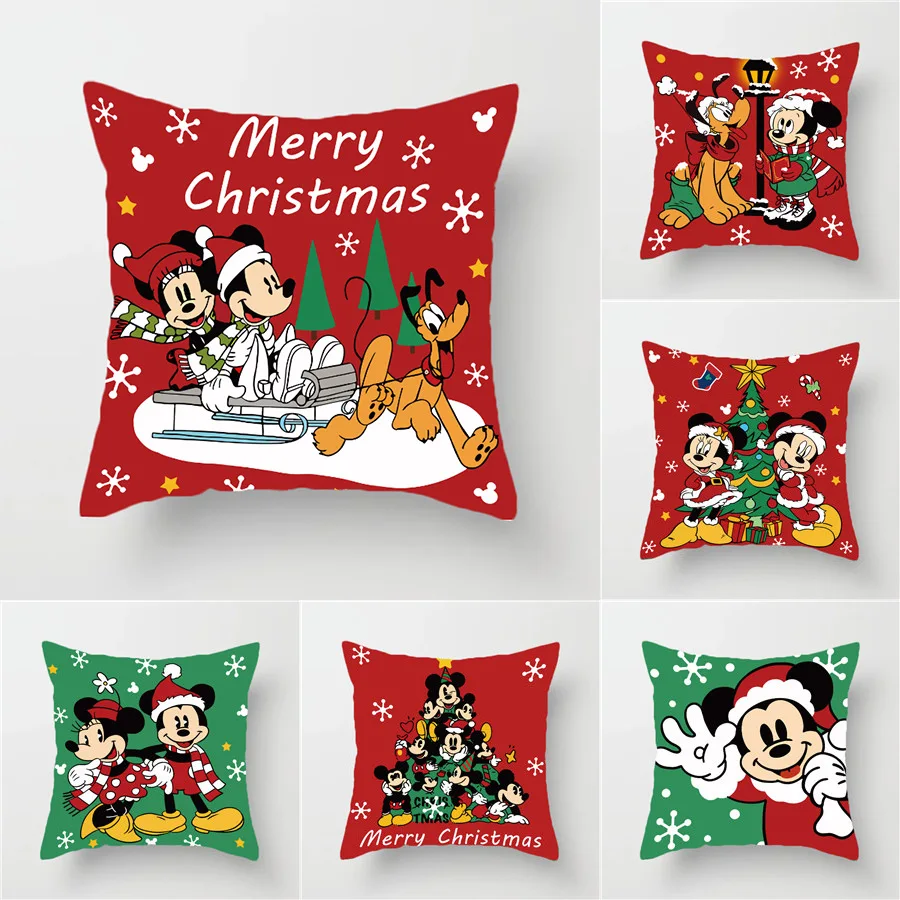 Disney Mickey Minnie Pillowcase Mickey Mouse Living Room Sofa Cushion Suite Room Home Decoration for Kids Christmas Gift