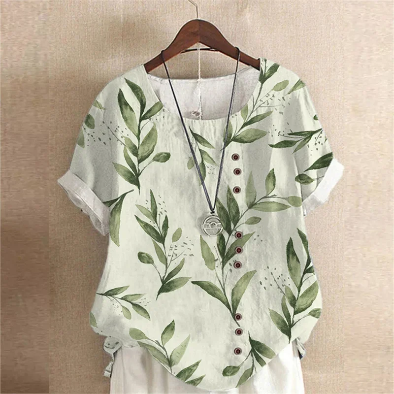 Camisa elegante de empalme de un solo pecho para mujer, blusa de cuello redondo, cómoda, informal, suelta, Tops femeninos