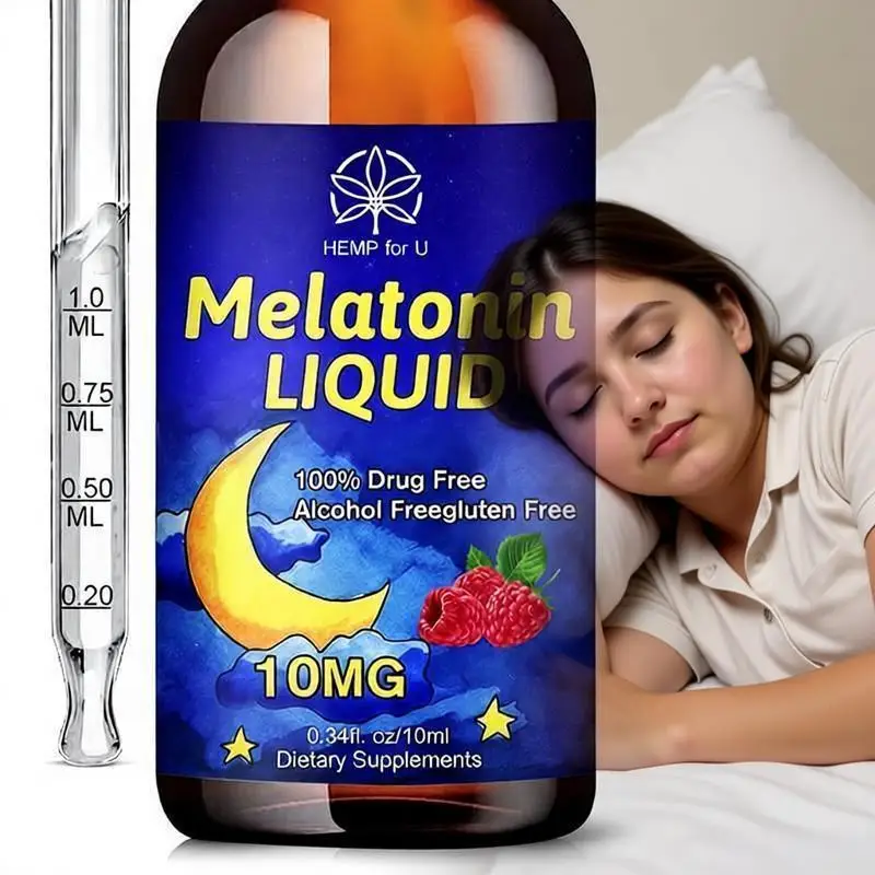 

Melatonin Liquid - 10MG - Natural Sleep Aid - 100% Drug Free, Alcohol Free, Gluten Free - Dietary Supplement