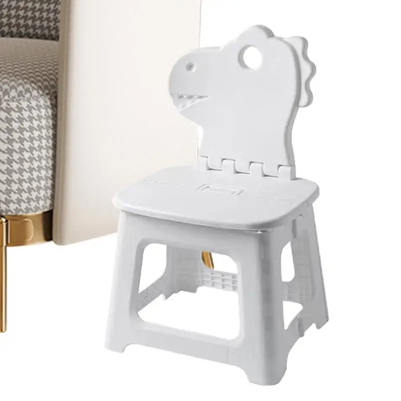 Foldable Step Stool Bunny Dinosaur Portable Folding Chair With Back Support Compact Stool Furniture Home Shoe Changing Chair