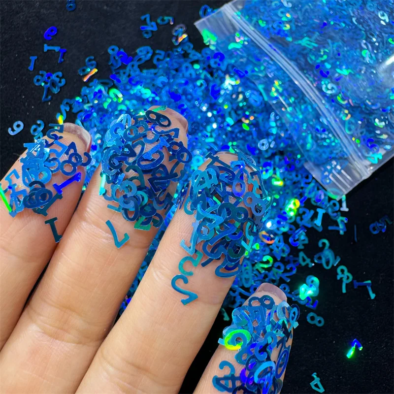 Lentejuelas holográficas con purpurina, formas numéricas para Resina epoxi, copos de purpurina láser, decoración de uñas DIY, 10g por bolsa