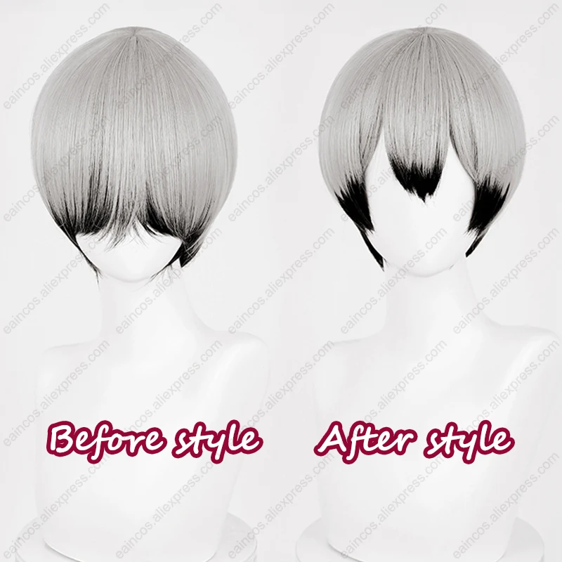 Kita Shinsuke Cosplay Wig 27cm Silver Mixed Black Short Hair Heat Resistant Synthetic Wigs