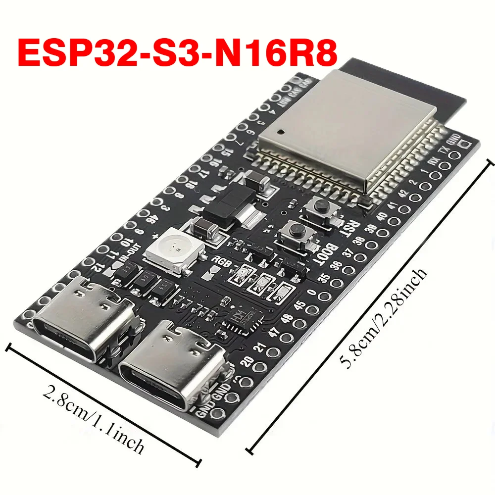 placa-de-desenvolvimento-esp32-s3-n16r8-para-arduino-esp-esp32-s3wroom1-n16r8-tipo-c-8m-psram-com-multiplos-pinos-e-componentes