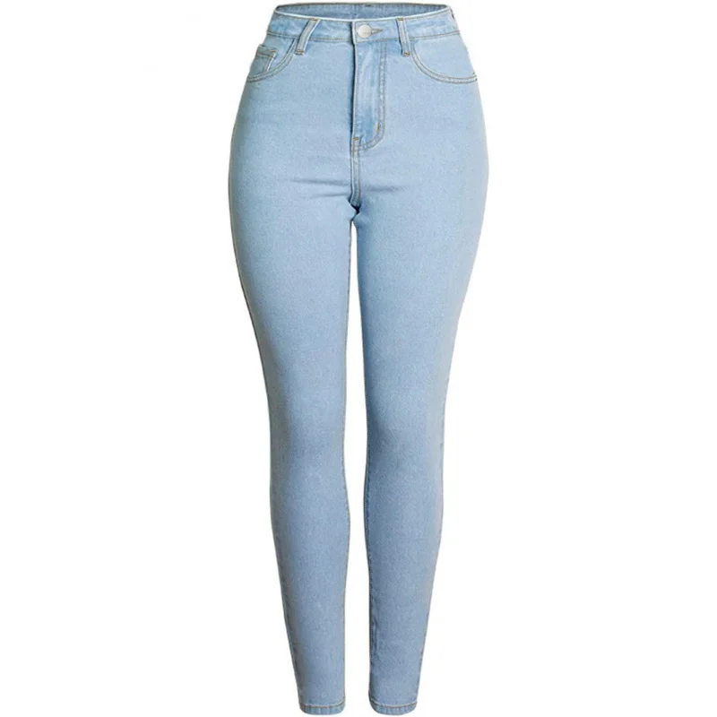 Cross-Border European and American plus Size Light Color Denim Skinny Pants FatMMStretch feet pantsTEMUAmazonSHEINForeign Trade