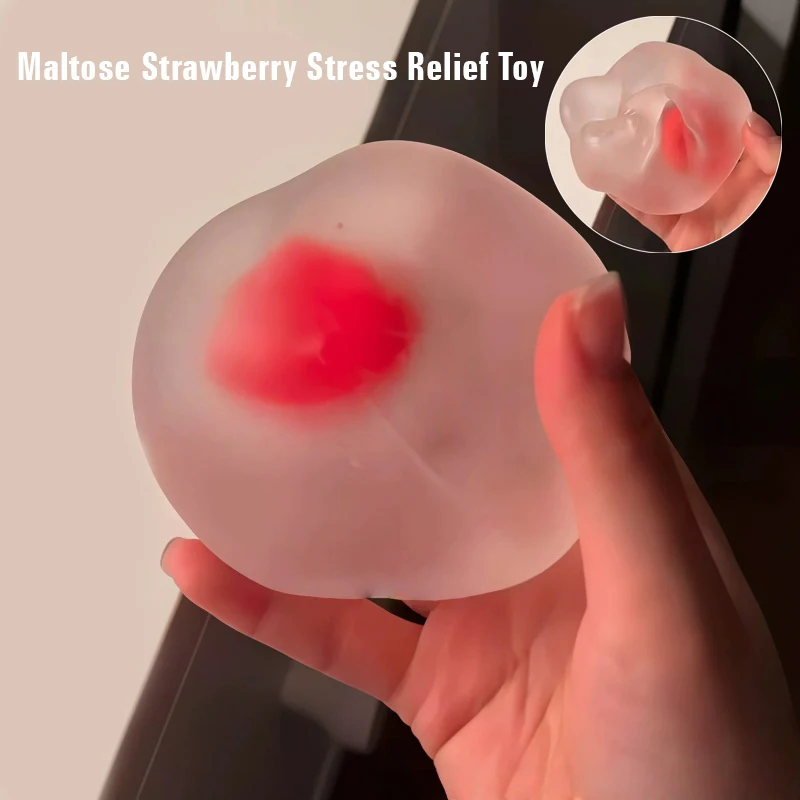 Strawberry Mochi Maltose Squishy Stress Ball Squeeze Toy Soft Transparent Slow Rebound Anti-anxiety Relief Relax for Autism ADHD