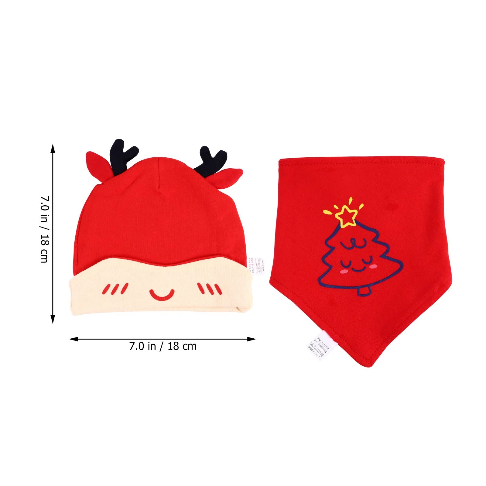 

1 set 1 Set Cartoon Christmas Deer Infant Triangular Baby Warm Hat Comfortable Beanie Saliva Towel Hat Set For Newborns Washable
