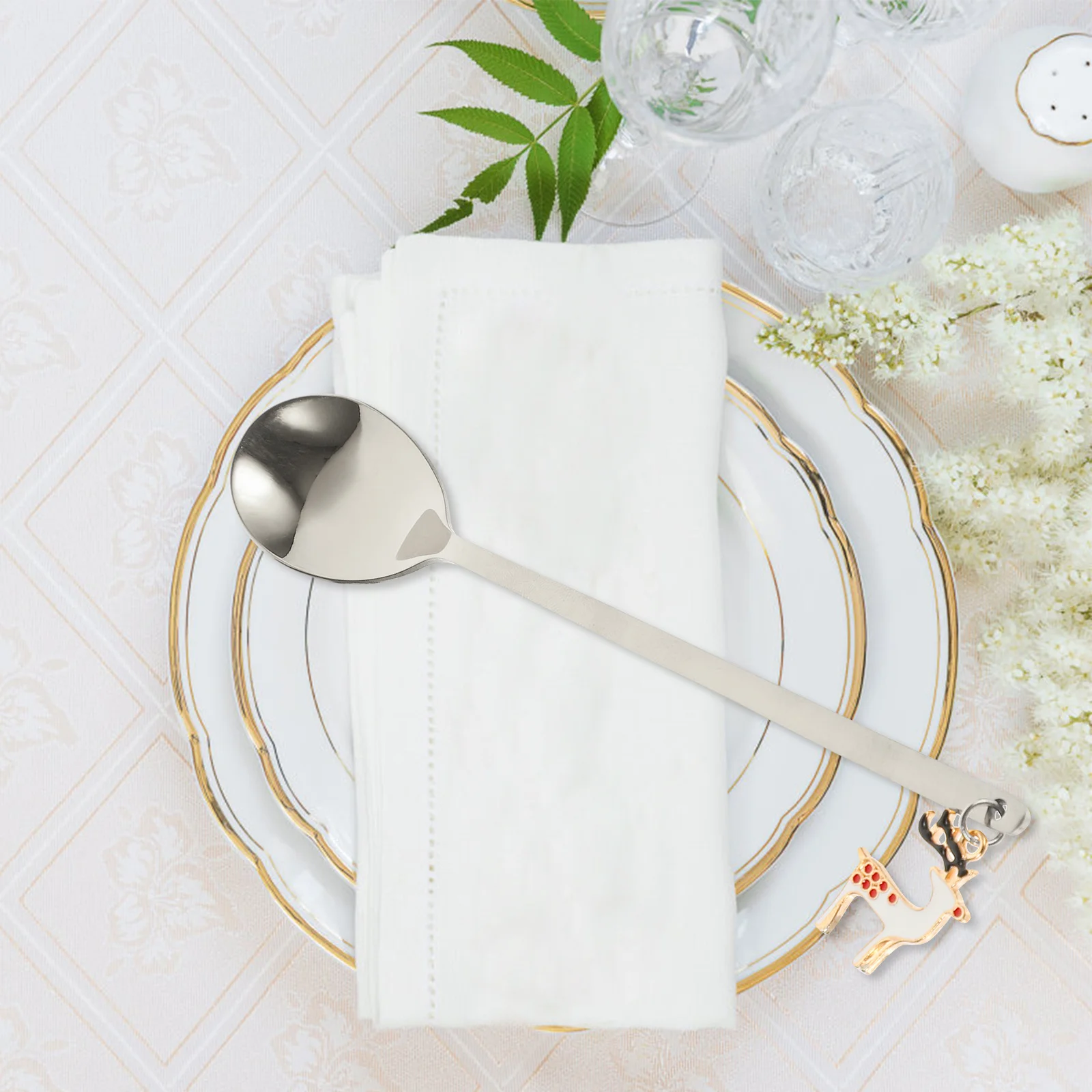 

1Set Rustic Chic Tableware Set Stainless Steel Coffee Stirring Spoons Forks for Christmas Party Dessert Ice Cream Fruit Serving