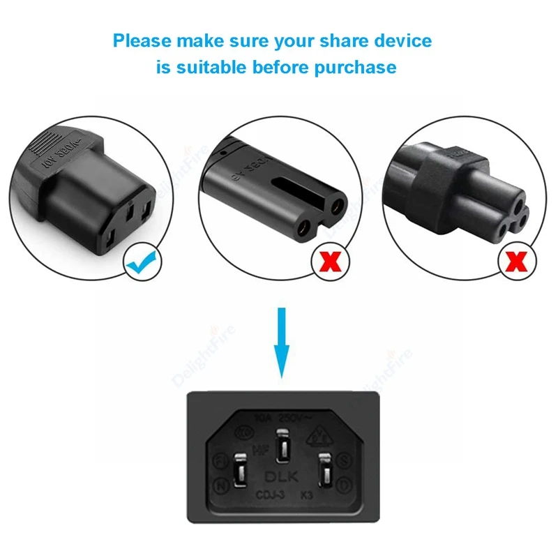 EU Power Cord 2/3/5m IEC C13 Power Adapter Extension Cable for Dell Computer PC Monitor DJ Studio Lights HP Printer Projector