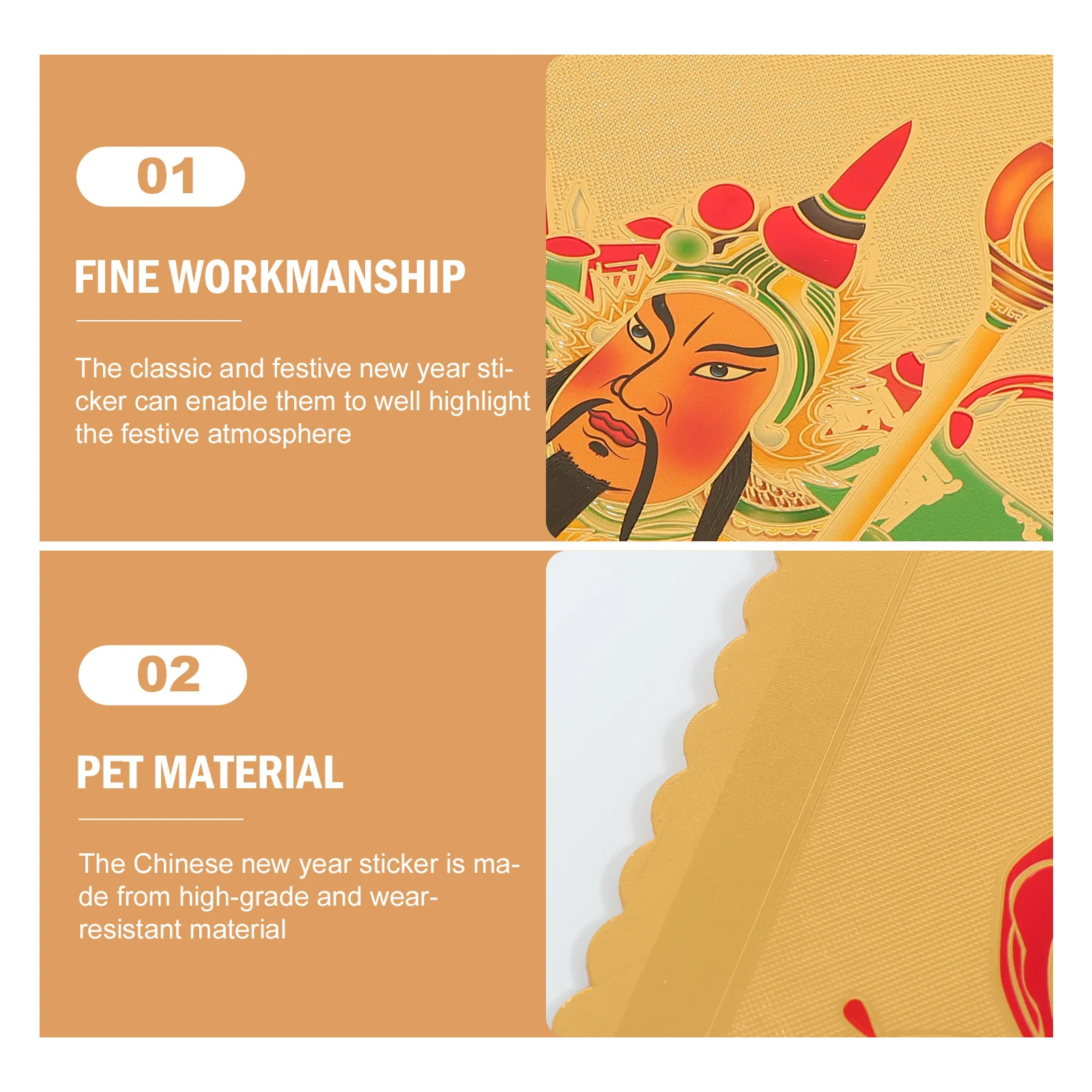 

1Pair Decorative Door-God Sticker Chinese Style Spring Festival Ornament New Year Wall Door Sticker Home Decoration