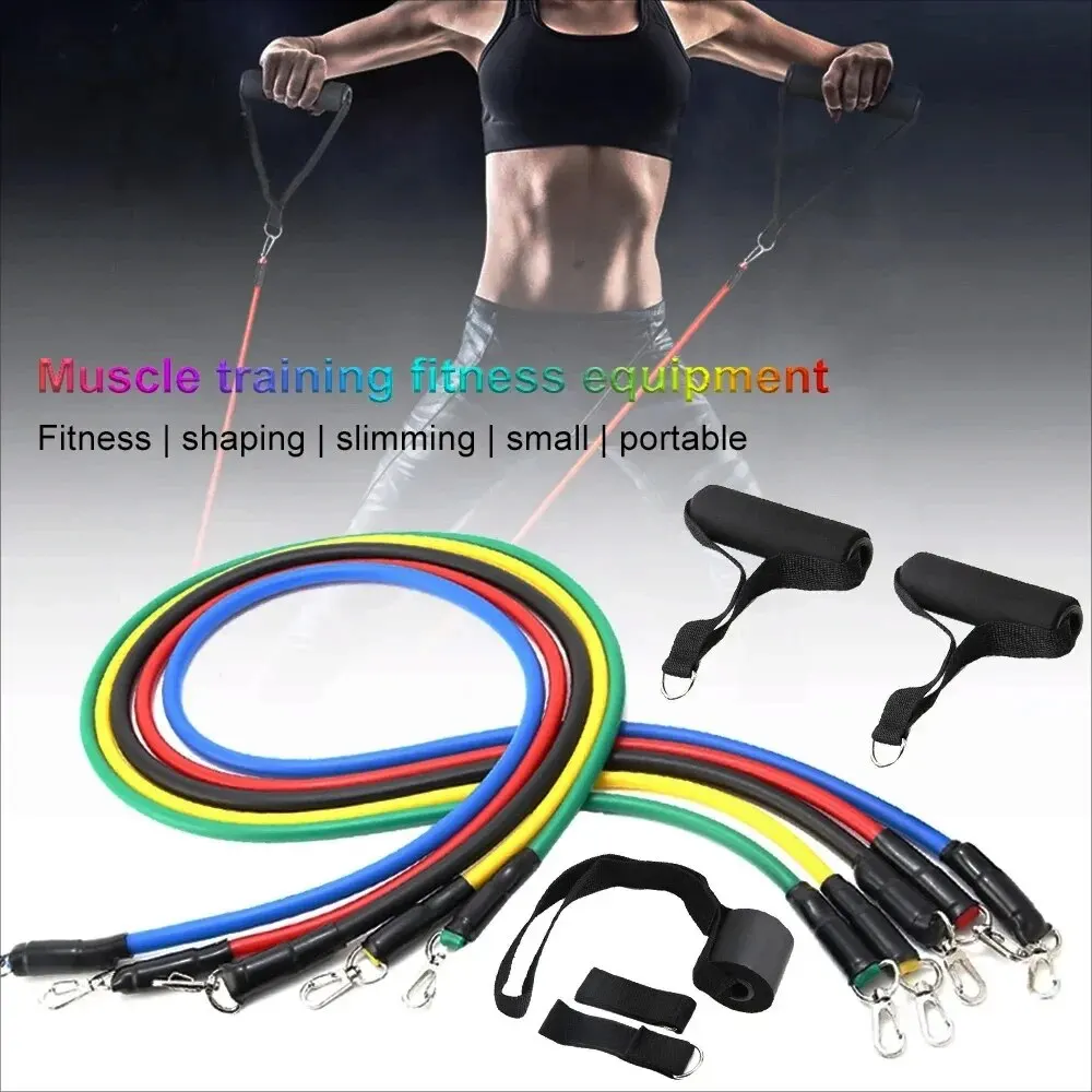 11pcs/Set Pull Rope, Resistance Bands, Portable Fitness Equipment, Ankle Strap, Chest Expander, Elastic Exercise Band